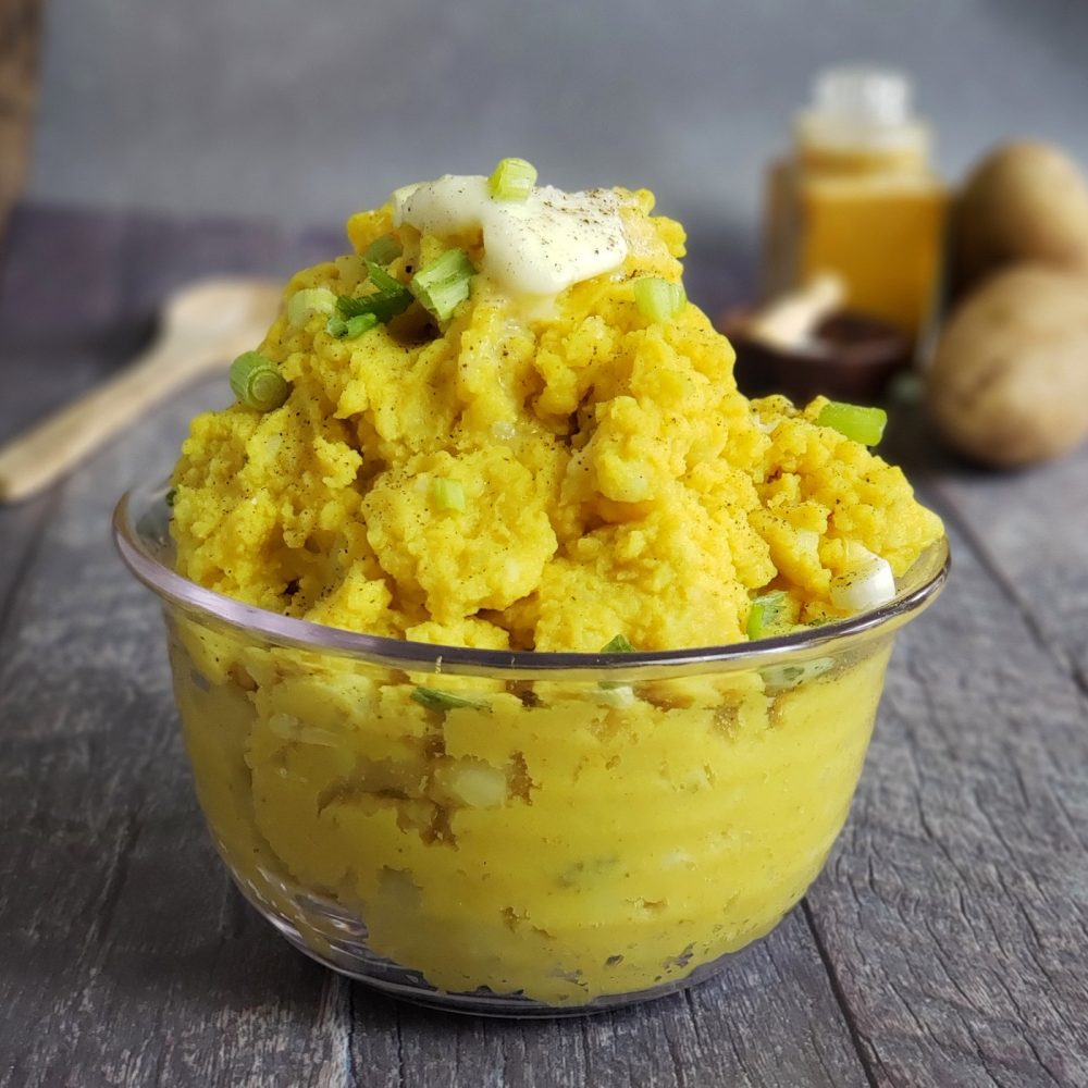 Vegan Turmeric Mashed Potatoes - dairy-free, gluten-free, plant-based, healthy complex carbs