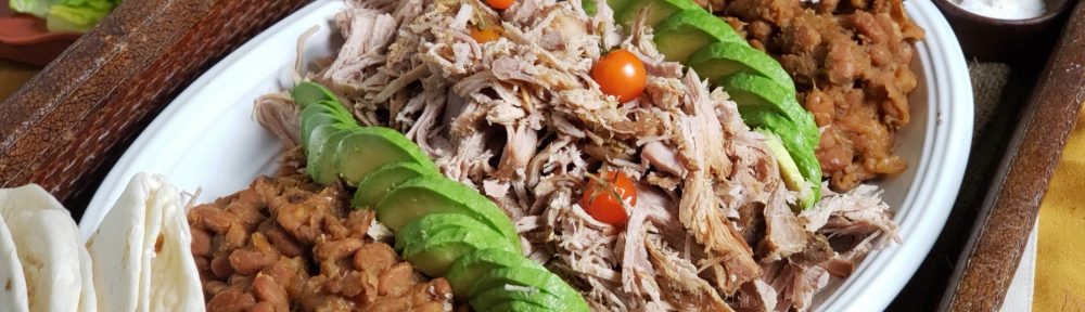 Slow Cooker Tomatillo Shredded Pork Roast and Pinto Beans for taco night
