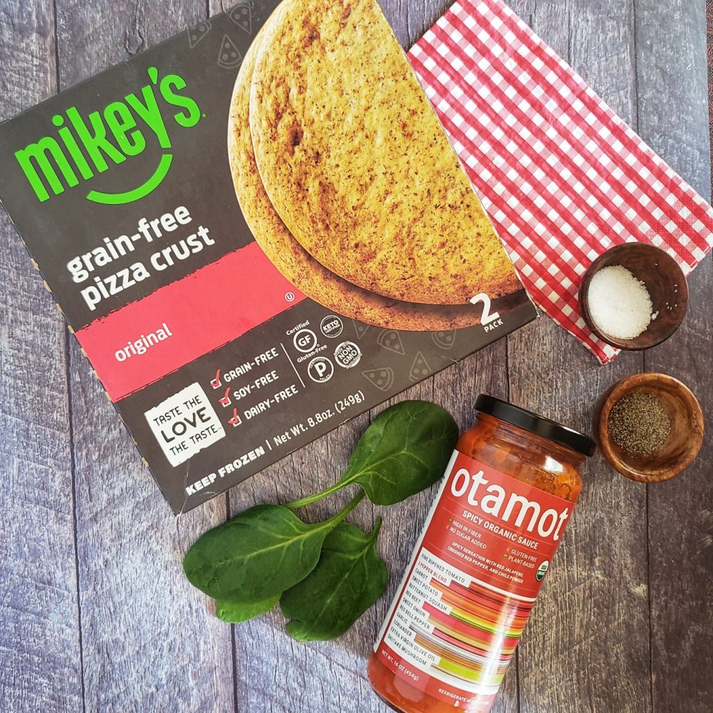 Mikey's Grain free pizza crust suitable for gluten free, paleo and keto diets.
