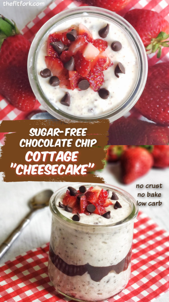 This single-serve, sugar-free dessert incorporates cottage cheese and collagen blended smooth to create a healthy cheesecake experience -- sugar-free chocolate chips and diced strawberries make it extra yummy! Get this no-bake recipe that supports workout recovery, health joint and bone support, and overall wellness at thefitfork.com
