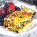 Chicken Egg Bake: This hearty but well-balanced breakfast bake is also perfect for brunch, lunch and a light dinner! Gluten free, lower carb -- 21g protein for long-lasting energy. Great for a crowd, or meal prep and freeze in single-serve portions to reheat later.