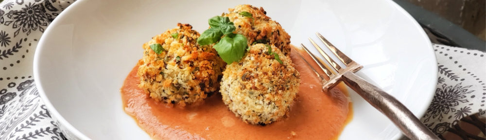 Chicken Alfredo Quinoa Balls are inspired by one of my favorite indulgent Italian meals, creamy Chicken Alfredo and hot, crispy Arancini (those delicious little balls of deep-fried rice or risotto) – but made more nutritious. So quick and simple to make, and definitely kid-friendly, these delicious morsels can be served as an appetizer or served on sauce as a meal. Visit thefitfork.com for more Instant Pot and Air Fryer recipes with great nutrition to fuel a busy and active lifestyle.
