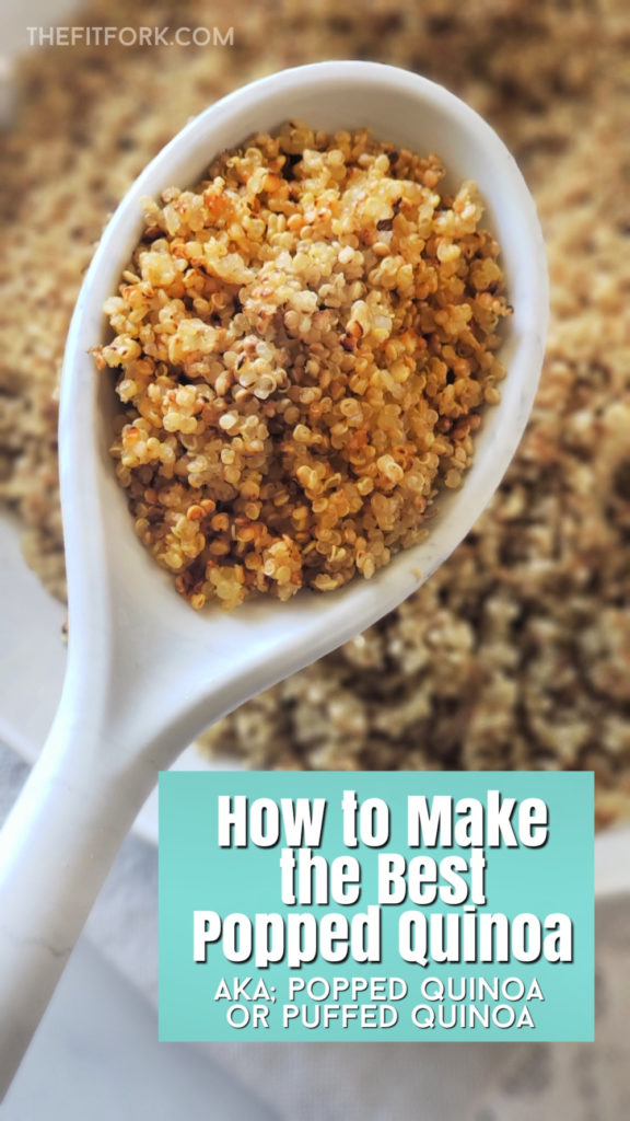 Popping quinoa gives it a wonderful aroma, crunchy yet chewy texture, and nutty flavor -- eat like popcorn, toss on everything from yogurt to salads, or use as an ingredient in recipes like energy balls or granola bars. For more meal prep tips and quinoa recipes visit thefitfork.com