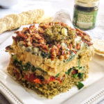 This quick and easy layered dip makes a show-stopping appetizer in just a few minutes thanks to bottled pesto sauces (I used Sea Asparagus Pesto - but feel free to get creative). You can also serve mixed up in a bowl for an easier presentation. Great scooped onto crackers, or with chips -- also leftovers fantastic on a green salad for lunch or a light dinner.