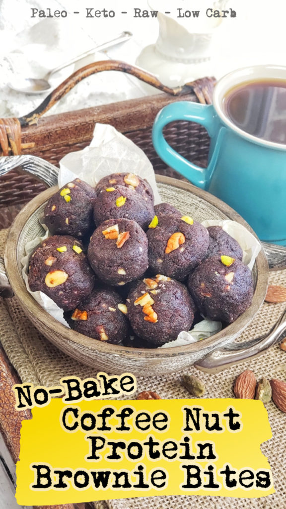 These rich and satisfying low carb brownie bites seems so decadent –but it’s actually a sugar-free brownie bite that is loaded with protein. Ingredients like plant-based protein powder, nut butter, and an assortment of chopped nuts boost each brownie ball with more than 7g protein to help keep you satiated. A great snack on the go, quick boost between meals of for post-workout nutrition.