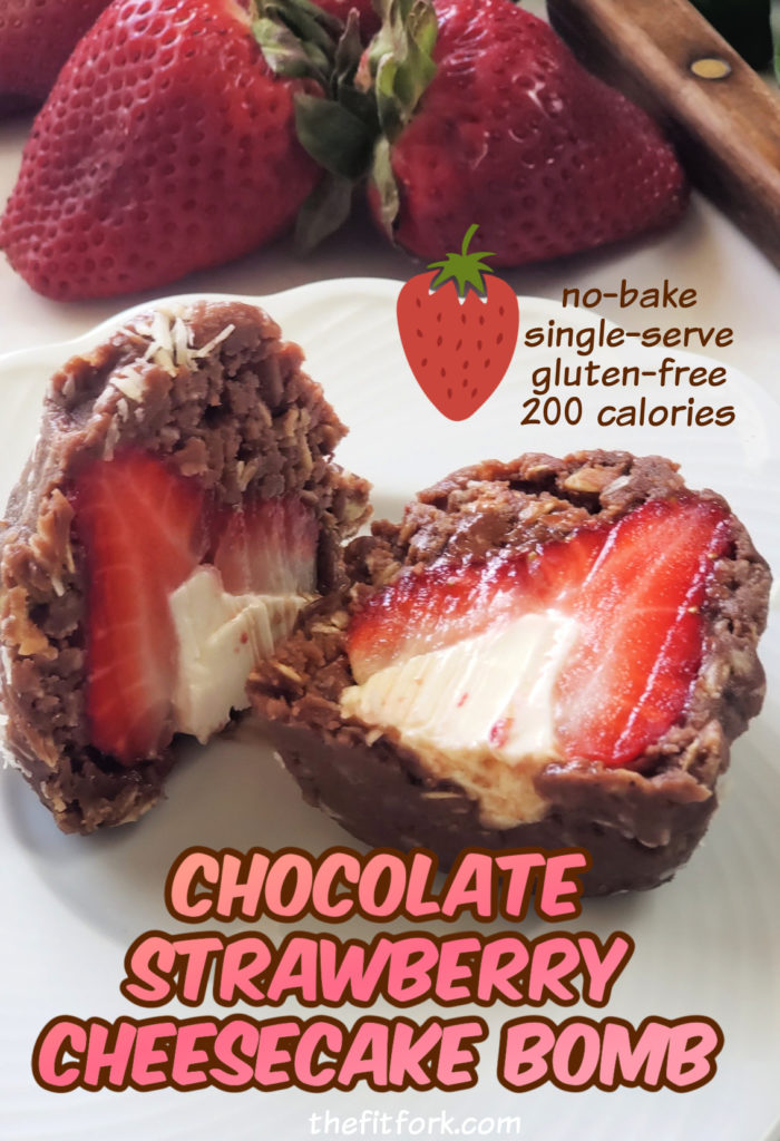 Satisfy your sweet tooth with this single-serve strawberry recipe stuffed with cream cheese and covered in a no-bake chocolate oatmeal cookie. Gluten-free, no added sugar. 