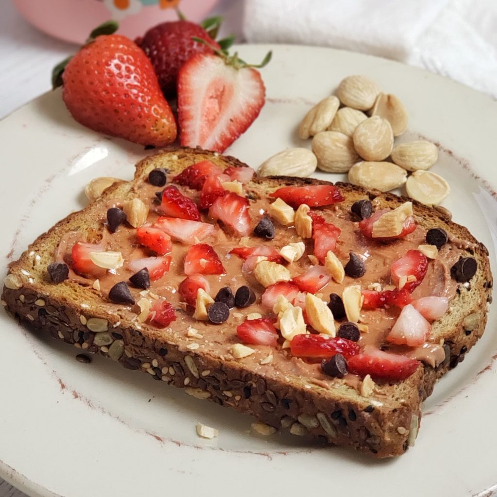 Protein Nut Butter Toast with Strawberries