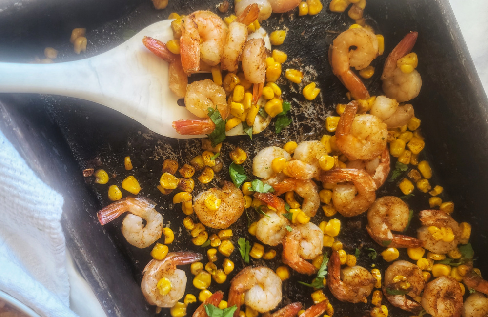 roasted shrimp and corn in 15 minutes