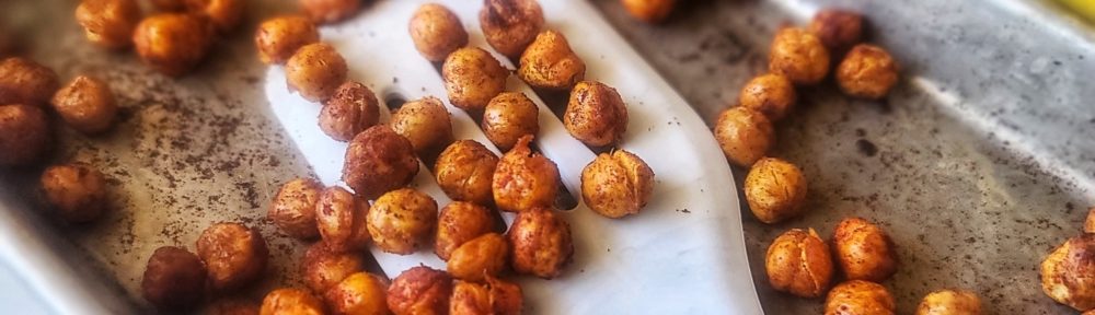 Air Fryer Crispy Chickpeas for One a=is a quick, easy and healthy snack with lots of dietary fiber plus protein, iron, and folate.