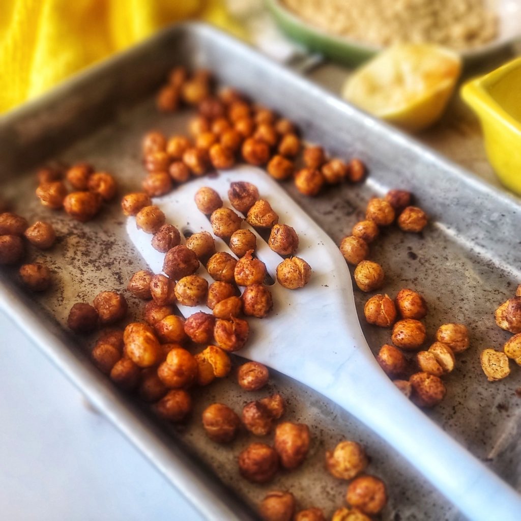Air Fryer Crispy Chickpeas for One a=is a quick, easy and healthy snack with lots of dietary fiber plus protein, iron, and folate.