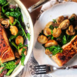 What's better than garlic butter? Garlic butter all over salmon, mushrooms and delicious veggies! This easy one-dish salmon skillet is sure to become your favorite 15-minute meal.