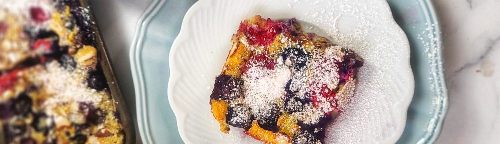 Based on a famous French dessert, but with mindful low-carb tweaks, this Berry Clafoutis makes a delicious brunch, breakfast or healthy dessert. It reminds me of a hybrid flan-pancake. Lower cal and lots of protein from eggs. Size up for a sheet pan to make a little more than the traditional recipe.