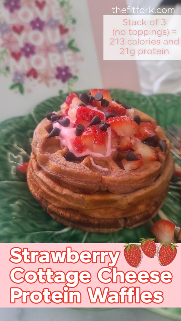 You don't need a bumper crop of fresh berries to enjoy these easy strawberry cottage cheese protein waffles that are also pumped up with cottage cheese and protein powder. Idea for protein-packed mornings and meal-prep!