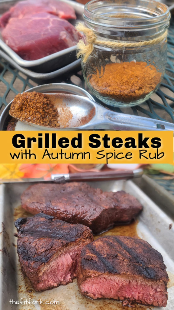This easy steak rub recipe is bursting with the flavors of fall and adds a seasonal sizzle to tender cuts of steak like tenderloin, flat iron, strip, ribeye and more.  