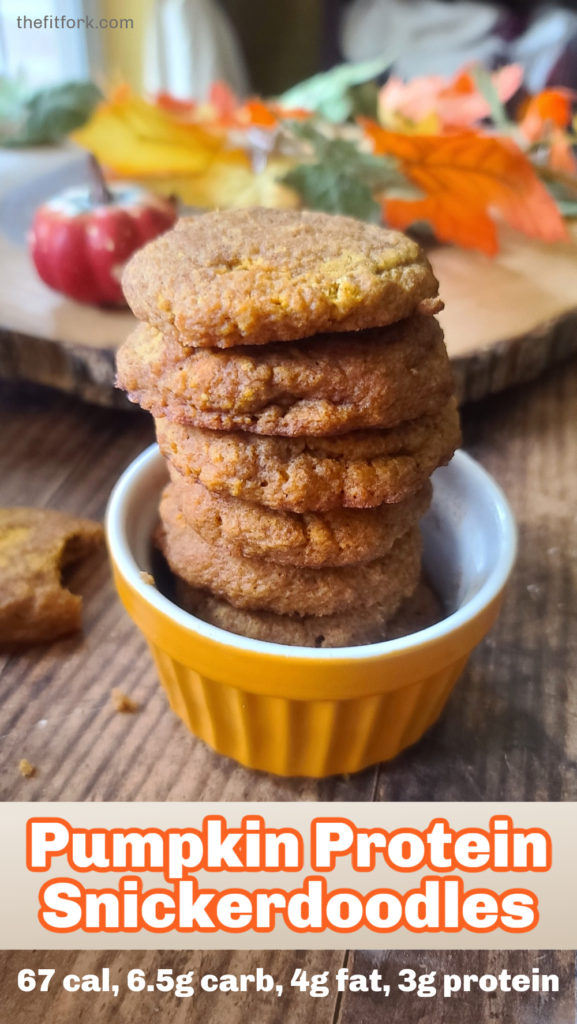 Pumpkin spice makes me nice so I'm all about these pumpkin protein snickerdoodle cookies! Easy to make, nostalgic, yummy and only 67 cal, 6.5g carb with 3g protein per cookie!