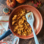Pumpkin Scrambled Oats are a comforting and nutritious way to jumpstart fall mornings. A quick breakfast, only 10 minutes max to make in a skillet -- simple, wholesome ingredients and 22g protein so you don't get hungry later!