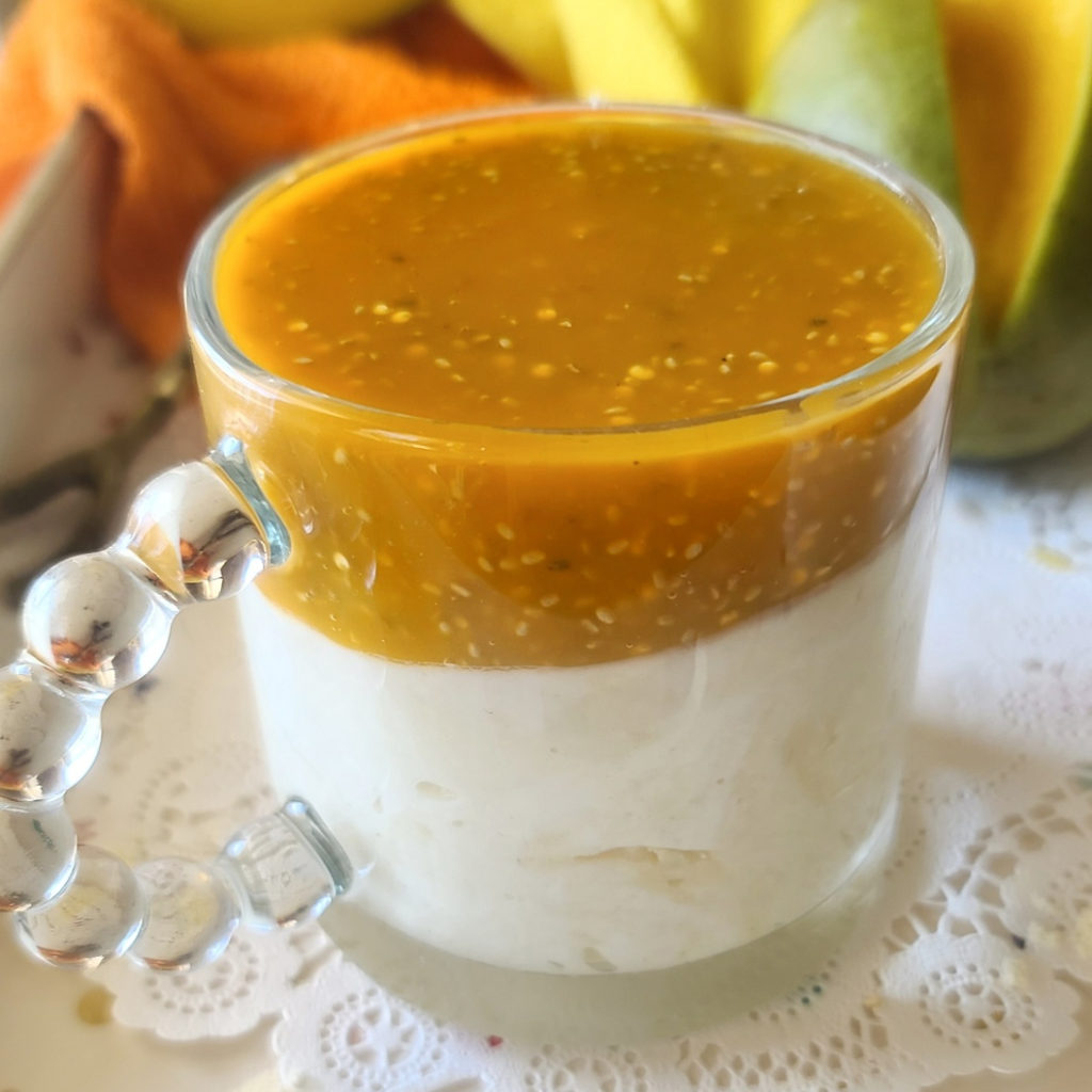 Mango Protein Cheesecake Cup for One is a no-bake, easy high protein snack that will be your new tropical-inspired favorite for a healthy dessert, post-workout snack or even an easy breakfast that also boasts lots of calcium and fiber.