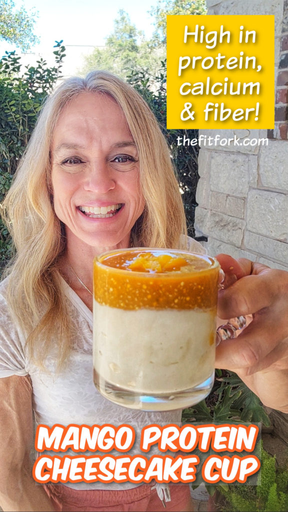 Mango Protein Cheesecake Cup for One is a no-bake, easy high protein snack that will be your new tropical-inspired favorite for a healthy dessert, post-workout snack or even an easy breakfast that also boasts lots of calcium and fiber. 