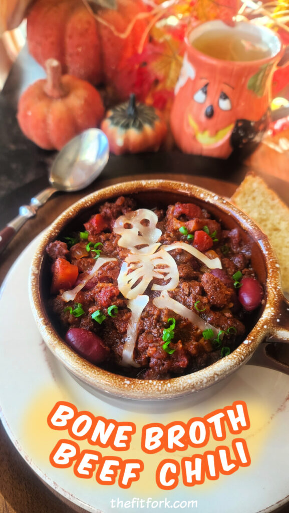 This cozy bowl of Beef Bone Broth Chili will warm you up with just the right amount of spice and nourishing ingredients – lean ground beef, kidney beans, mushrooms and more. A quick and easy meal packed full of protein to keep your energy up and hunger satiated during the cool weather months.