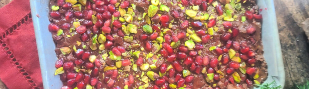 Lower Carb Pomegranate Pistachio Chocolate - sugar free dark chocolate is bejeweled with pomegranate and pistachios. This low-carb chocolate bark is the perfect sweet treat—crunchy, juicy, and oh-so-chocolaty – tastes so indulgent but no added sugar and only 70 cal and 10g carb per serving