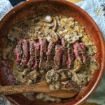 Create a romantic steak night in just 20 minutes with this easy Steak & Mushrooms in Creamy Bourbon Sauce recipe. Simple ingredients, customizable seasonings, and restaurant-quality flavor — perfect for two! steak and mushrooms, creamy bourbon sauce, quick steak dinner, romantic dinner for two, easy date night recipes, 20 minute meals, ribeye recipe, pan seared steak, bourbon cream sauce, weeknight dinner ideas