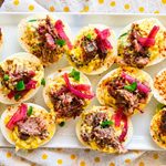 Make Brisket Deviled Eggs with smoky brisket, jalapeños and pickled red onions! An easy Texas-style appetizer for holidays, game day and cookouts.